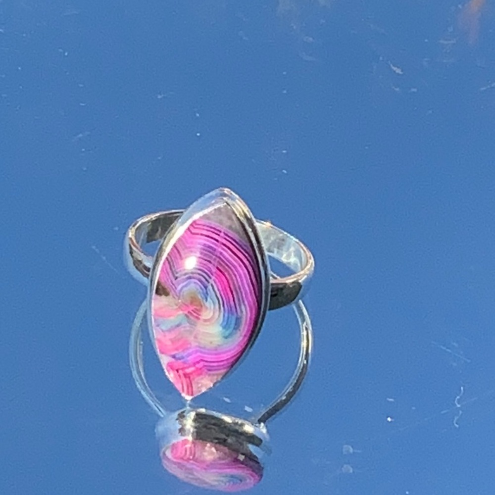 BOUTIQUE LAGUNA LACE AGATE 925 SILVER RING, SIZE 8